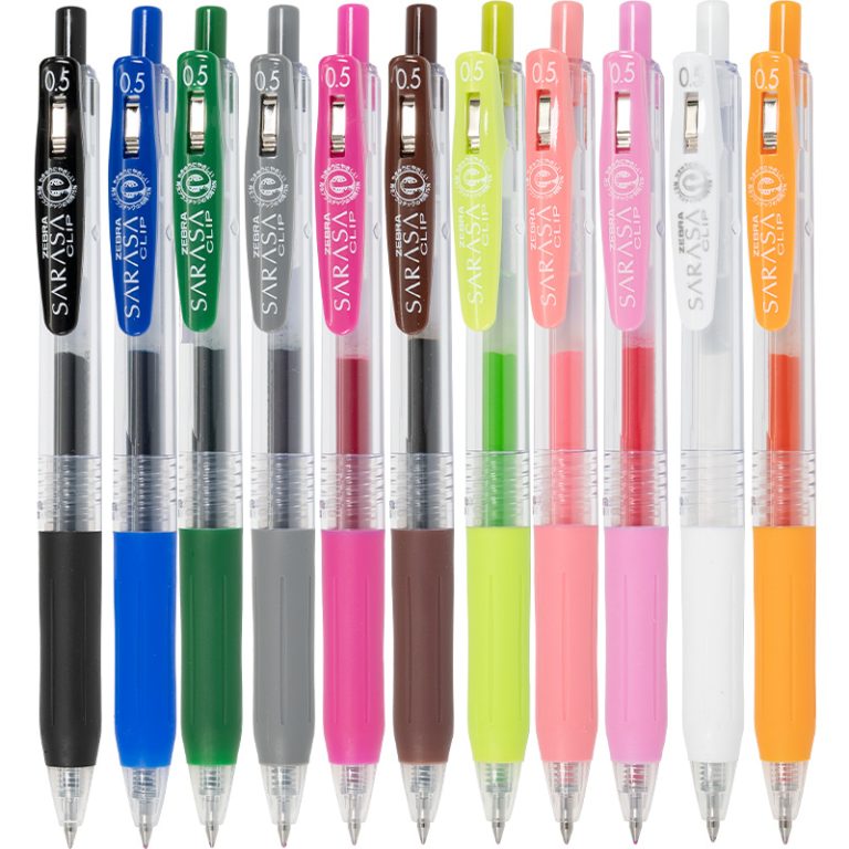 Zebra Sarasa Clip - Penne a sfera da 0,4 mm; confezione da 10 colori (JJS15-10CA