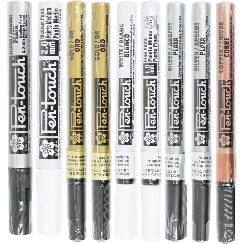 thumbnail image 2 of Sakura Pen-Touch Paint Markers 5-Pack – Permanent Metallic Colors, Medium Tip, For Glass, Wood, Metal & More 2 of 9